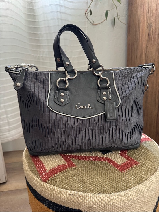Coach Handbags - Coach Grey Quilted Nylon Satchel with Leather Trim